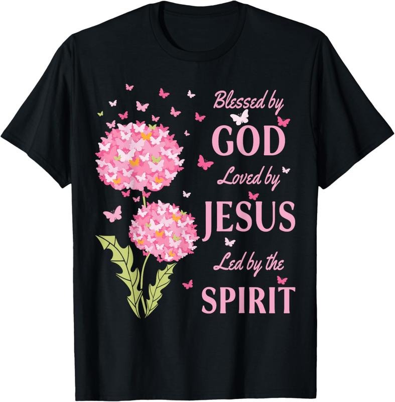 100% Cotton Blessed by God Loved by Jesus Butterfly Dandelion T-Shirt Hoodie, Sweatshirt | GrindPrints.com