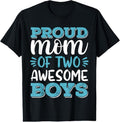 100% Cotton Boy Mom Shirt Proud Mom 2 Awesome T-Shirts, Hoodie, Sweatshirt