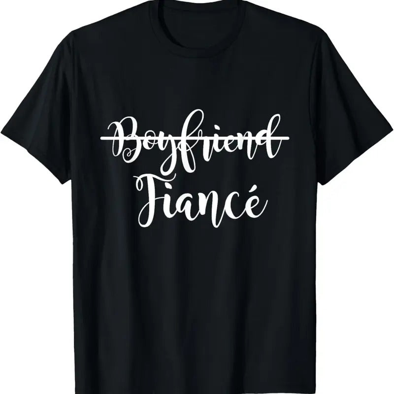 100% Cotton Boyfriend Fiance Present Couple Engagement Just Engaged T-Shirts, Hoodie, Sweatshirt