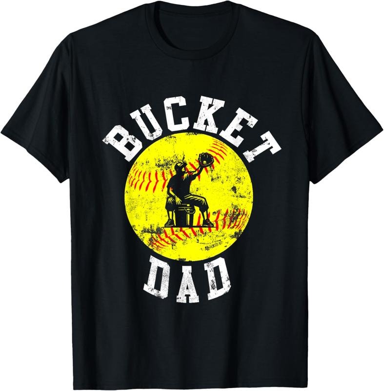 100% Cotton Bucket Dad Softball Dad Baseball Funny Father's T-Shirt Hoodie, Sweatshirt | GrindPrints.com