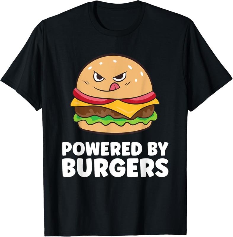 100% Cotton Burgers Fast Food Powered By Burgers T-Shirt Hoodie, Sweatshirt | GrindPrints.com