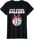 100% Cotton Busy Raising Ballers Baseball Volleyball Mom Son T-Shirts, Hoodie, Sweatshirt