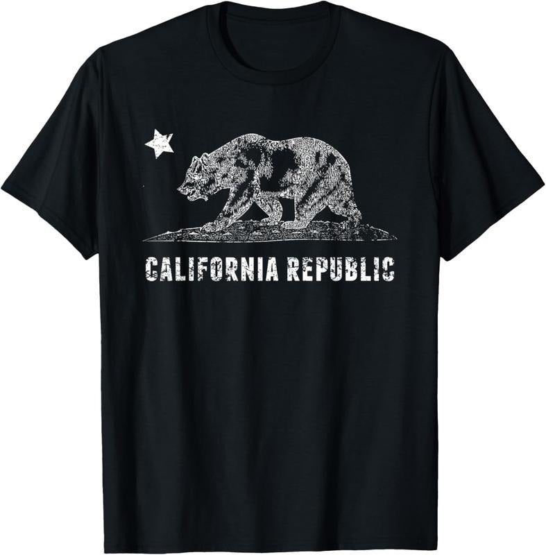 100% Cotton CA Republic Shirt Bear & Star Distressed California State T-Shirts, Hoodie, Sweatshirt