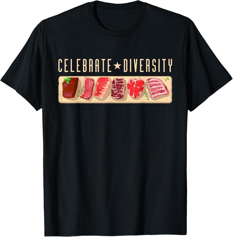 100% Cotton Celebrate Diversity Meat Eater Shirt | BBQ Grill Steak T-Shirt Hoodie, Sweatshirt | GrindPrints.com