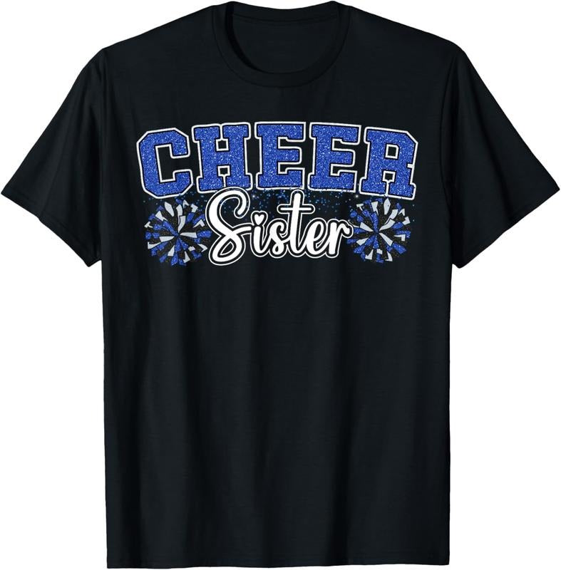 100% Cotton Cheer Sister My Favorite Cheerleader Calls Me Sisters Blue T-Shirt Hoodie, Sweatshirt | GrindPrints.com