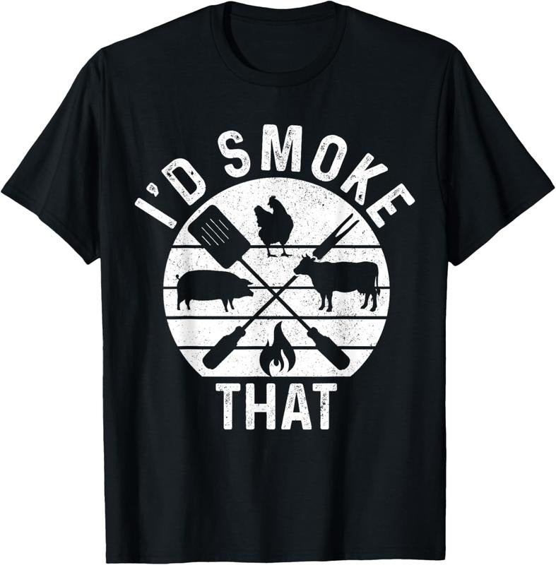 100% Cotton Chef Butcher BBQ I'd Smoke That Pork Beef Funny Father's Day T-Shirt Hoodie, Sweatshirt | GrindPrints.com