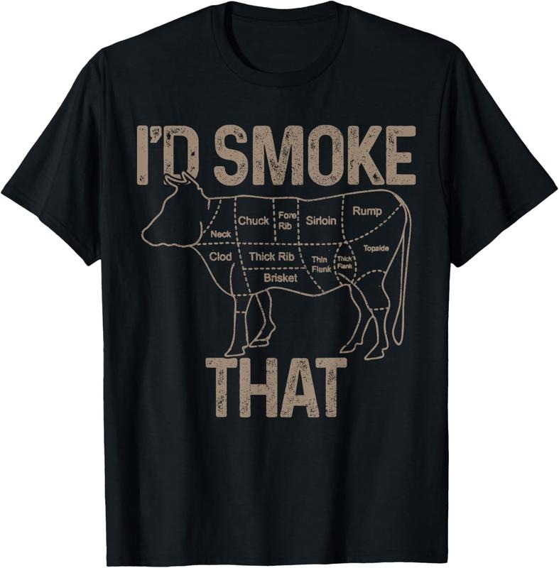 100% Cotton Chef Butcher Cook BBQ I'd Smoke That Cow Beef Funny Gift T-Shirt Hoodie, Sweatshirt | GrindPrints.com