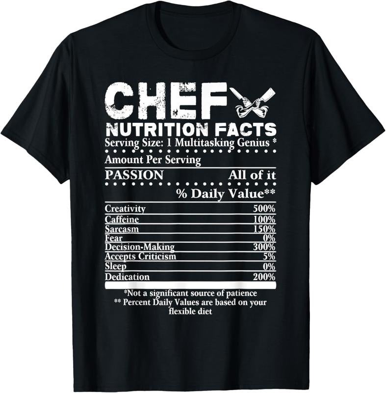 100% Cotton Chef Nutrition Facts T-Shirt Cool Chef Tee Gift For Chefs T-Shirt Hoodie, Sweatshirt | GrindPrints.com