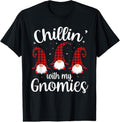 100% Cotton Chillin' With My Gnomies Buffalo Red Plaid Christmas Gnome T-Shirt Hoodie, Sweatshirt | GrindPrints.com