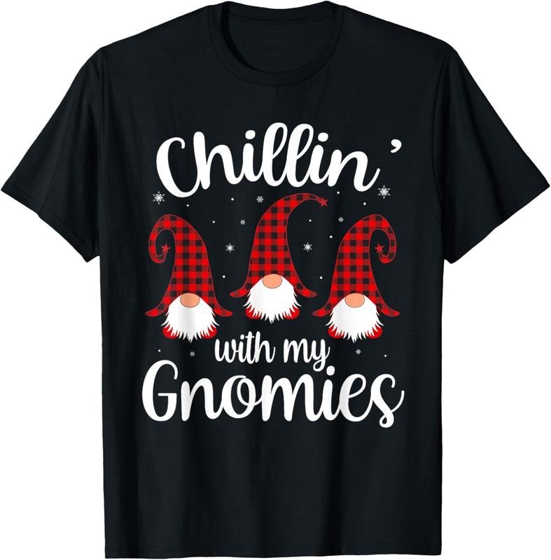 100% Cotton Chillin' With My Gnomies Buffalo Red Plaid Christmas Gnome T-Shirt Hoodie, Sweatshirt | GrindPrints.com