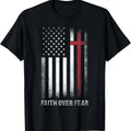 100% Cotton Christian US USA Flag American Christ Faith Over Fear Cross T-Shirt Hoodie, Sweatshirt | GrindPrints.com