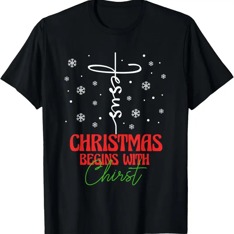 100% Cotton Begins Christ Cross Christian Religious Xmas T-Shirts, Hoodie, Sweatshirt