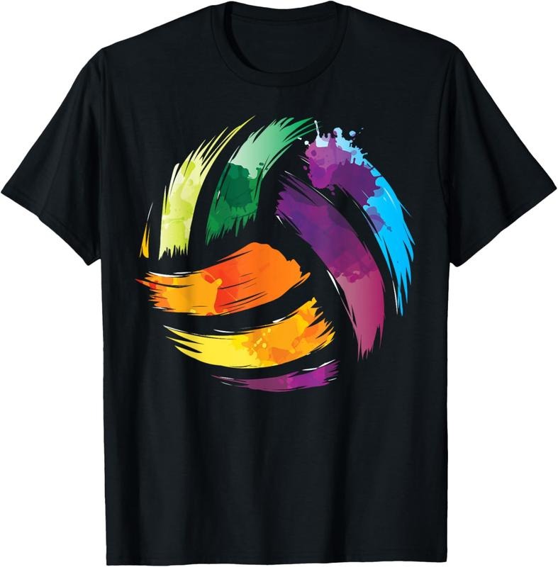 100% Cotton Colorful Volleyball | Cute Colorsplash Ball Gift T-Shirt Hoodie, Sweatshirt | GrindPrints.com