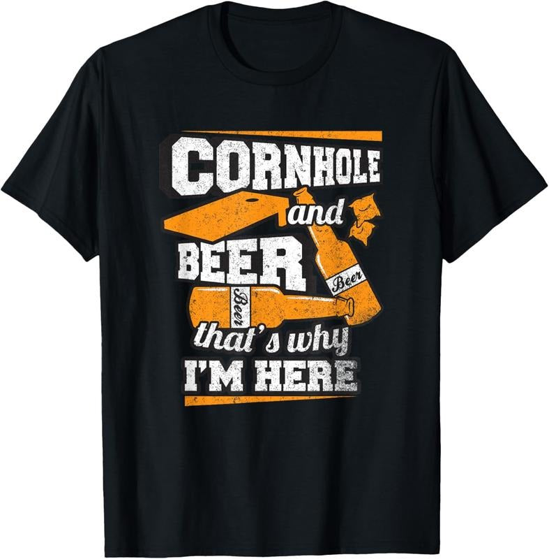 100% Cotton Cornhole And Beer That's Why I'm Here Funny Cornhole T-Shirt T-Shirt Hoodie, Sweatshirt | GrindPrints.com
