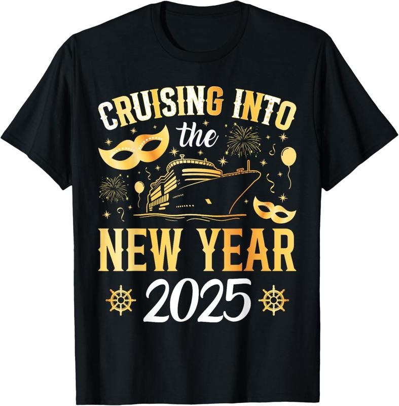 100% Cotton Cruising Into The New Year 2025 Family New Year Trip 2025 T-Shirt Hoodie, Sweatshirt | GrindPrints.com