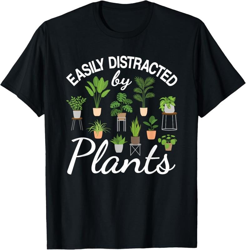 100% Cotton Cute Easily Distracted By Plants Succulent Garden Gardening T-Shirt Hoodie, Sweatshirt | GrindPrints.com