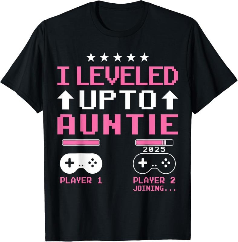 100% Cotton Cute I Leveled Up to Aunt 2025 Promoted to Auntie 2025 Gamer T-Shirt Hoodie, Sweatshirt | GrindPrints.com
