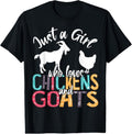 100% Cotton Cute Just A Girl Who Loves Chickens Goats Farmer Girls T-Shirt Hoodie, Sweatshirt | GrindPrints.com