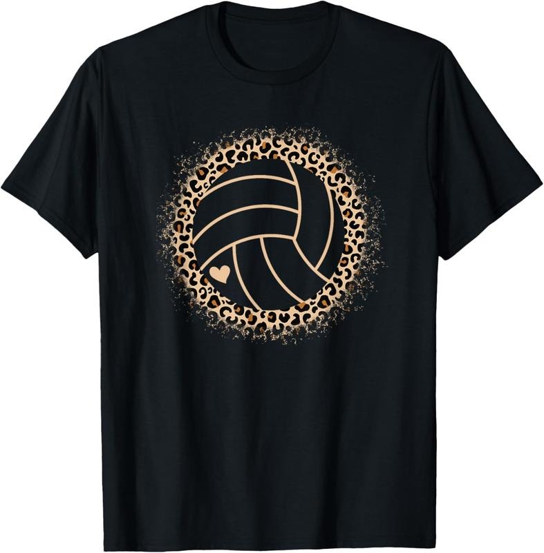 100% Cotton Cute Volleyball Leopard Print Women Girls Volleyball Lover T-Shirt Hoodie, Sweatshirt | GrindPrints.com