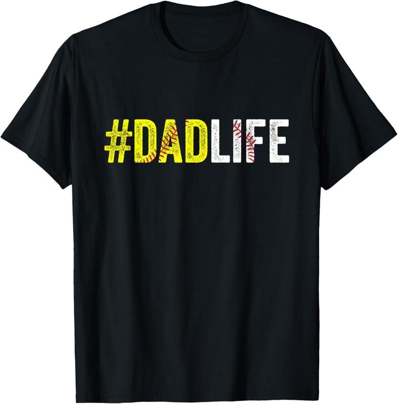 100% Cotton Dad Life Softball Daddy Baseball Sports Lover Father's Day T-Shirt Hoodie, Sweatshirt | GrindPrints.com