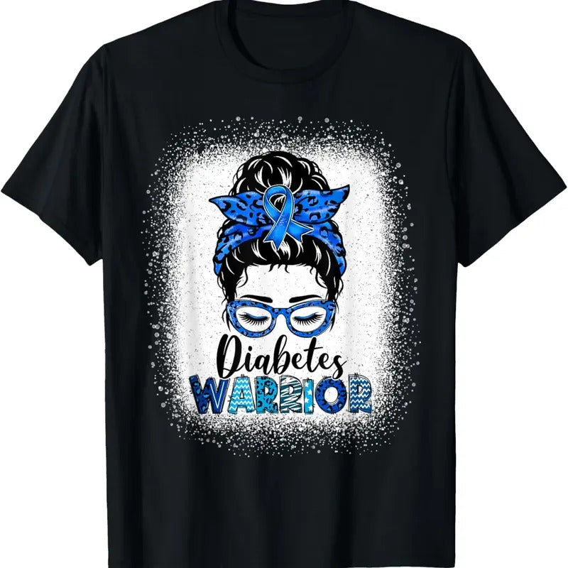 100% Cotton Diabetes Awareness Warrior Womens Messy Bun T1D Type 1 T-Shirt Hoodie, Sweatshirt | GrindPrints.com