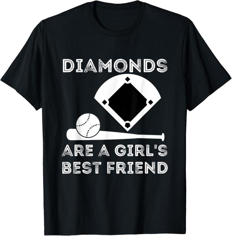 100% Cotton Diamonds Are A Girl's Best Friend - Baseball & Softball Fan T-Shirt Hoodie, Sweatshirt | GrindPrints.com