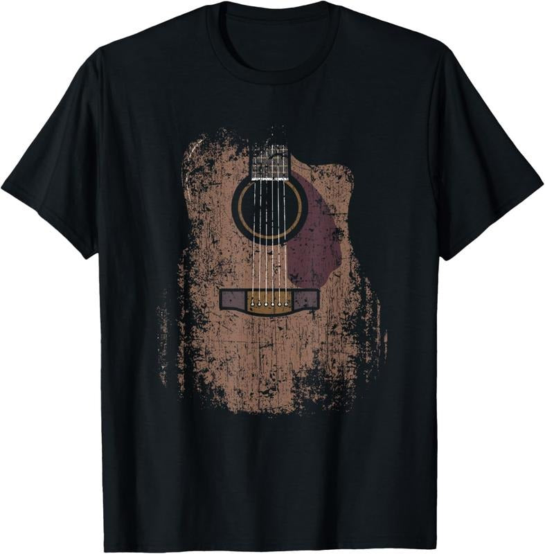 100% Cotton Distressed Acoustic Guitar Vintage Player Rock & Roll Music T-Shirts, Hoodie, Sweatshirt