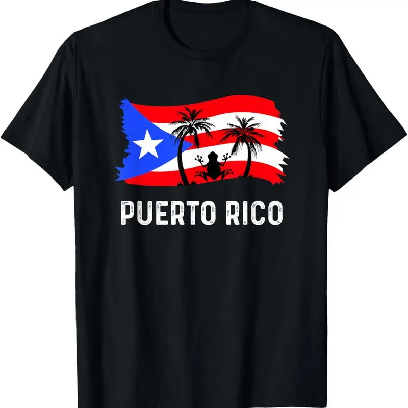 100% Cotton Distressed Style Puerto Rico Frog Puerto Rico T-Shirt Hoodie, Sweatshirt | GrindPrints.com