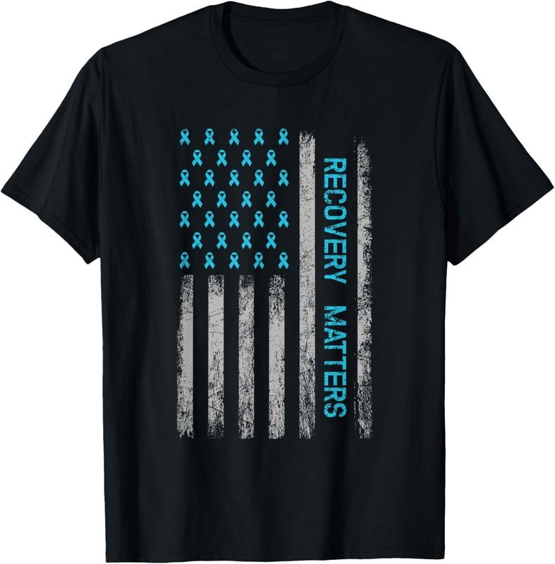 100% Cotton Drug Alcohol Addiction Recovery Warrior - American Flag T-Shirt Hoodie, Sweatshirt | GrindPrints.com