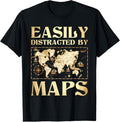100% Cotton Easily Distracted By Maps - Cartography Geographer Map Lover T-Shirt Hoodie, Sweatshirt | GrindPrints.com