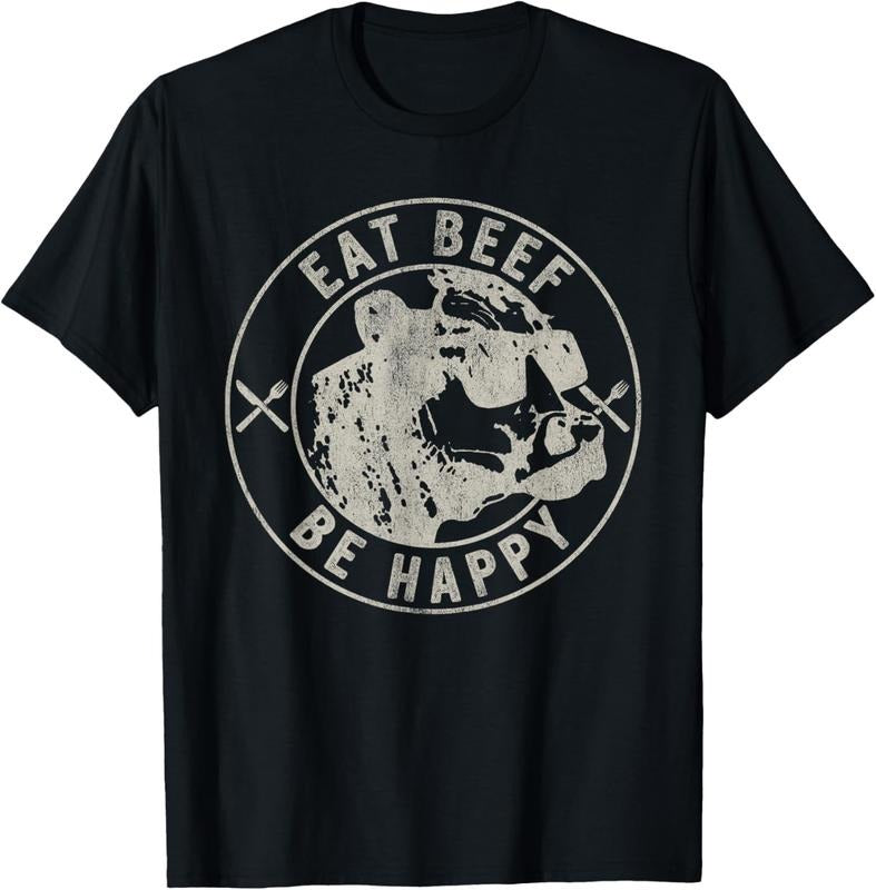 100% Cotton Eat Beef Be Happy Funny Heifer Cow Farmer T-Shirt Hoodie, Sweatshirt | GrindPrints.com