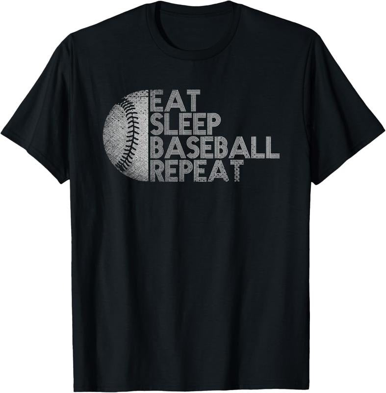 100% Cotton Eat Sleep Baseball Repeat Baseball Player Funny Baseball T-Shirt Hoodie, Sweatshirt | GrindPrints.com