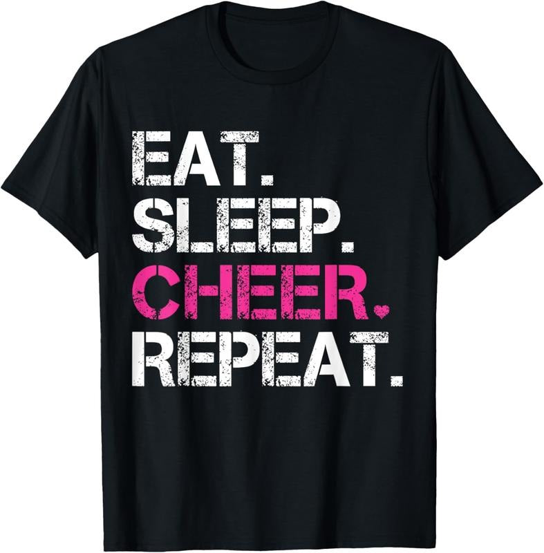 100% Cotton Eat Sleep Cheer Repeat Cheerleading TShirt Cheerleader Gifts T-Shirt Hoodie, Sweatshirt | GrindPrints.com