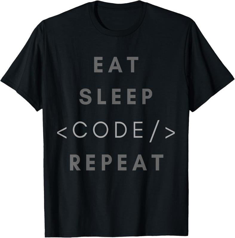 100% Cotton Eat Sleep Code Repeat Funny Programming Coding Gift Shirt T-Shirt Hoodie, Sweatshirt | GrindPrints.com