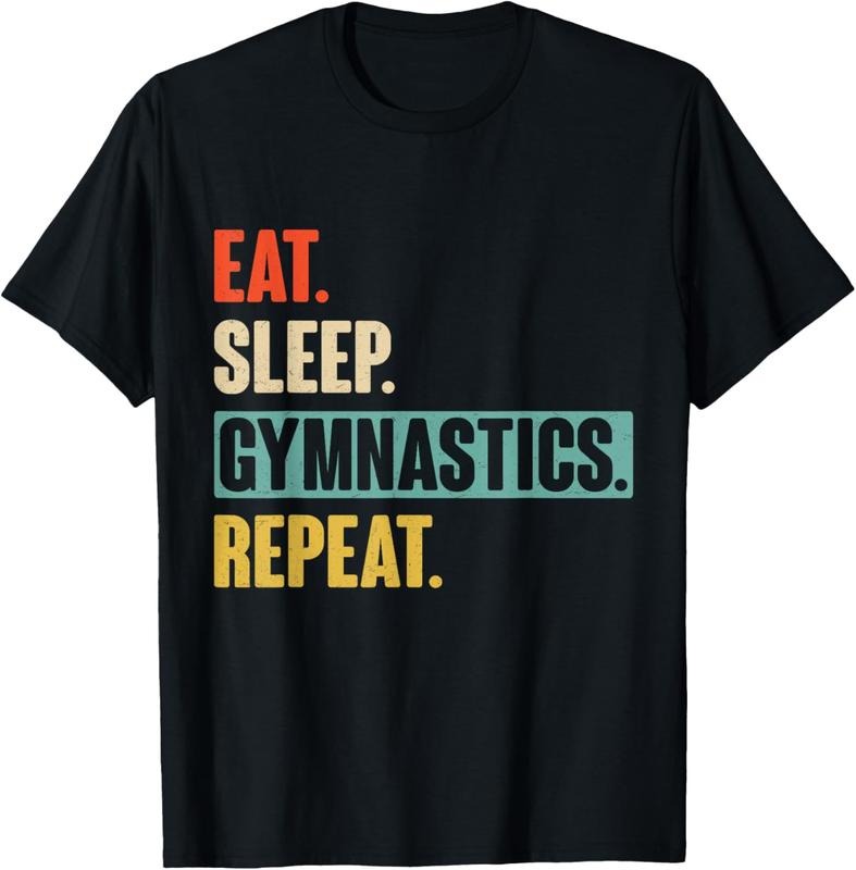 100% Cotton Eat Sleep Gymnastics Repeat - Funny Retro Vintage Gymnast T-Shirt Hoodie, Sweatshirt | GrindPrints.com
