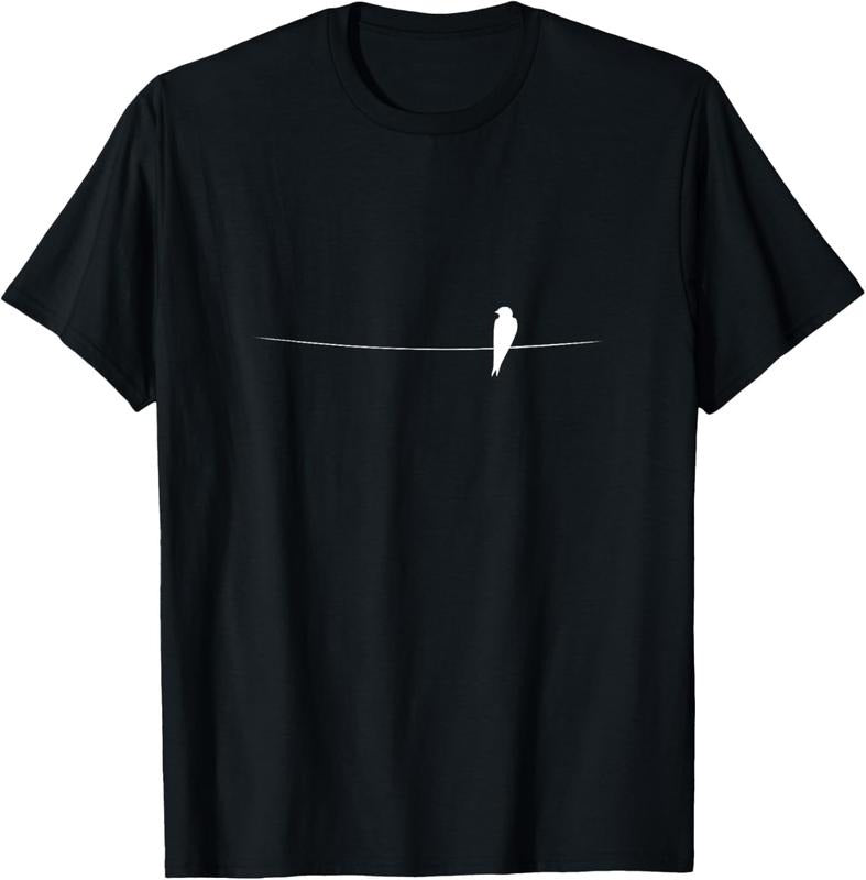 100% Cotton Elegant Bird On A Wire House Martin Silhouette Yoga T-Shirt Hoodie, Sweatshirt | GrindPrints.com
