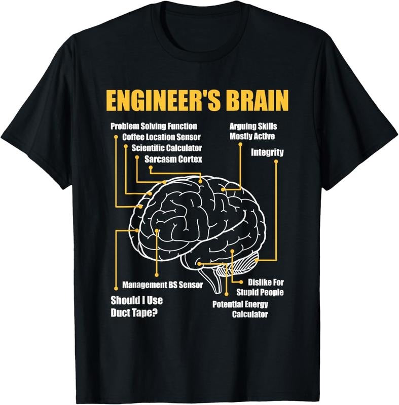 100% Cotton Engineer's Brain - Funny Sarcastic Engineering Gift Short Sleeve T-Shirt Hoodie, Sweatshirt | GrindPrints.com