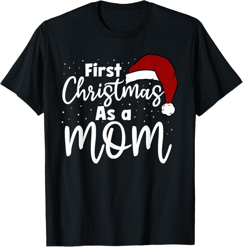 100% Cotton First Christmas As A Mom Family Matching New Mommy Xmas T-Shirt Hoodie, Sweatshirt | GrindPrints.com