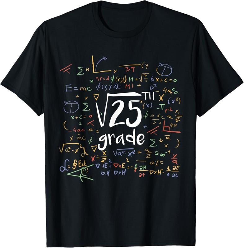 100% Cotton First Day Of School 5th Grade Square Root Of 25 Math Teacher T-Shirt Hoodie, Sweatshirt | GrindPrints.com