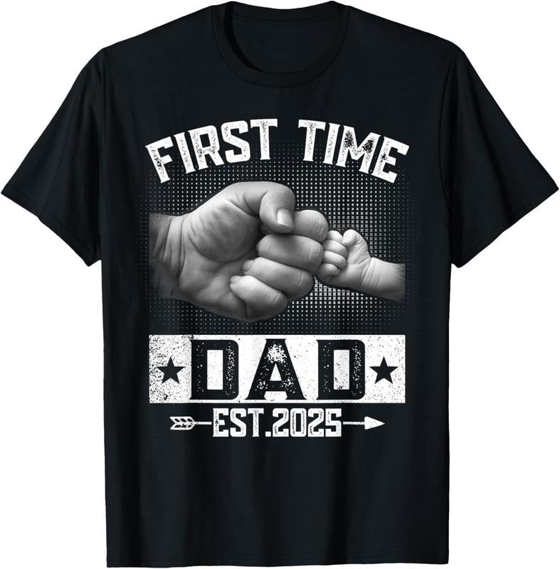 100% Cotton First Time Dad Est 2025 Fist Bump New Dad Funny Father's Day T-Shirt Hoodie, Sweatshirt | GrindPrints.com