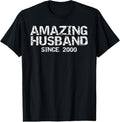 100% Cotton Fun 24th Wedding Anniversary Idea Amazing Husband Since 2000 T-Shirt Hoodie, Sweatshirt | GrindPrints.com