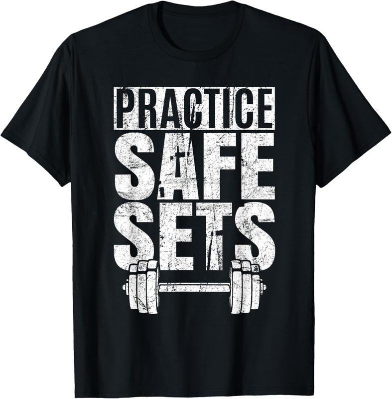 100% Cotton Funny "Practice Safe Sets" Weight Lifting T-Shirts, Hoodie, Sweatshirt