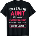 100% Cotton Funny Aunt Aunt Partner In Crime T-Shirt Hoodie, Sweatshirt | GrindPrints.com