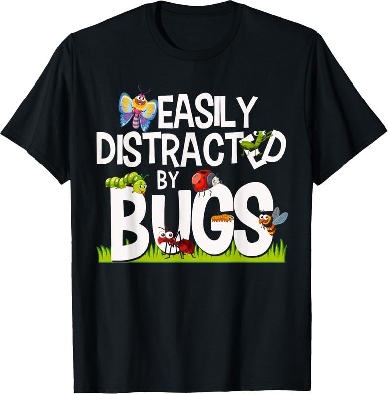 100% Cotton Funny Bug Insects Easily Distracted By Bugs Science T-Shirt Hoodie, Sweatshirt | GrindPrints.com