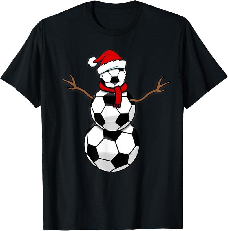 100% Cotton Funny Christmas Soccer Balls Santa Snowman T-Shirt T-Shirt Hoodie, Sweatshirt | GrindPrints.com