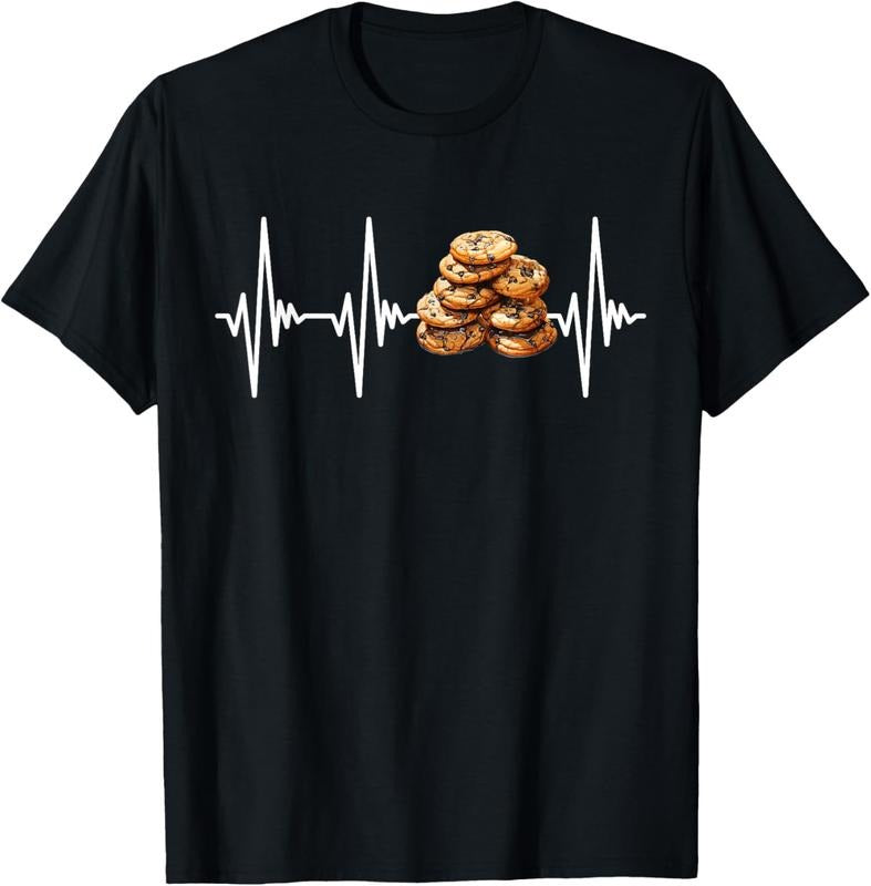 100% Cotton Funny Cookie Heartbeat Design For Cookie Lovers Men Women T-Shirt Hoodie, Sweatshirt | GrindPrints.com