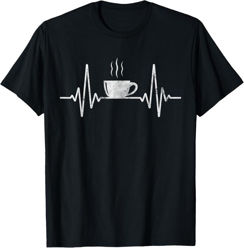 100% Cotton Funny Heartbeat Coffee Shirt Coffee Cup Frequency T-Shirt Hoodie, Sweatshirt | GrindPrints.com