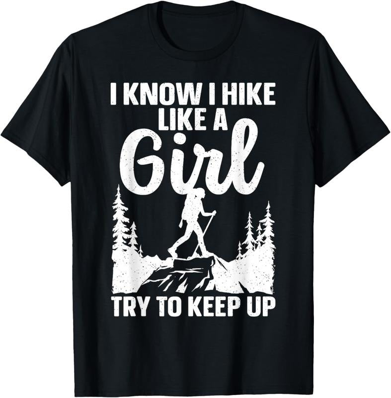 100% Cotton Funny Hiking Art For Girls Women Mountaineer Hiking Lover T-Shirt Hoodie, Sweatshirt | GrindPrints.com