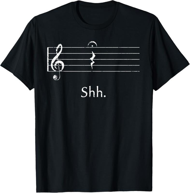 100% Cotton Funny Music Shirt Shh Quarter Rest Fermata T-Shirts, Hoodie, Sweatshirt
