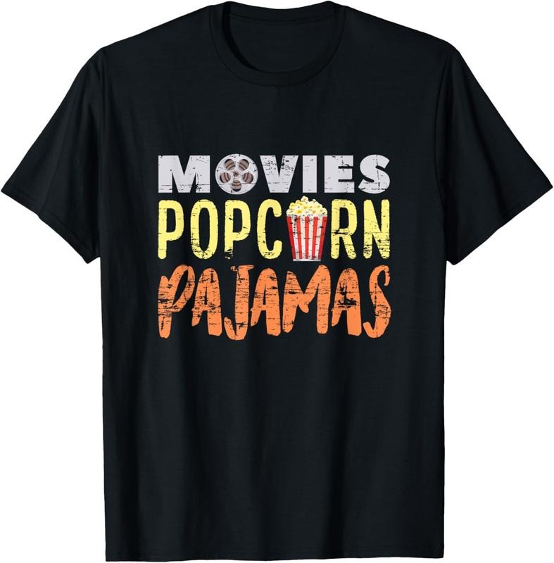 100% Cotton Funny Pajama Party Movies Night Gift Snack Popcorn T-Shirt Hoodie, Sweatshirt | GrindPrints.com